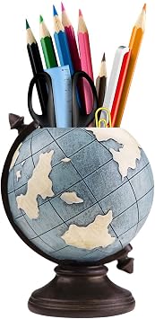 MUAMAX Globe Pen Pencil Holder for Desk Pen Organizer for Desk Desktop Organizer Pencil Cup Pot Desktop Accessories for Home Office School
