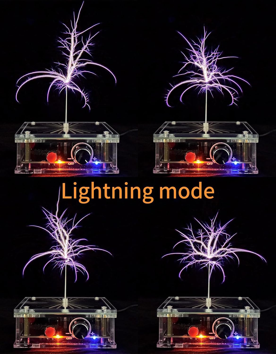 WARDENCLYFFE Tesla Coil 8 Entry Transparent Tesla Coil, Single-Knob Control, 8 cm(3.1 inches) Arc, STEM Desktop Demonstration for Beginners