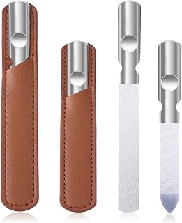 Ouligay 2PCS Stainless Steel Nail Files Set Double Side Metal Nail Files Reusable Manicure Filer Metal Nail File Buffer Manicure Pedicure Tools for Men Women Fingernails Toenails