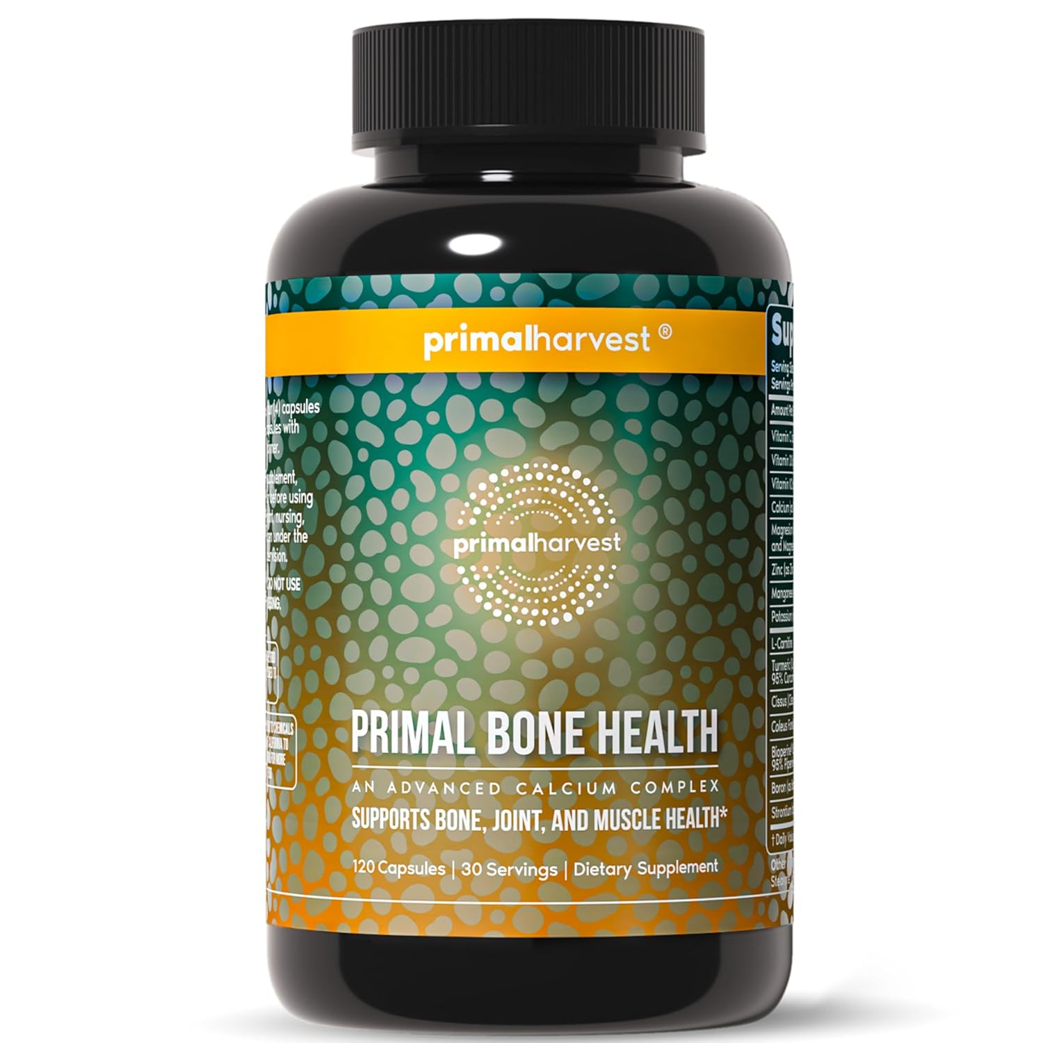Primal Harvest Calcium Carbonate Bone Health Complex for Men and Women with Calcium, Magnesium, Zinc, Manganese, Potassium, and L-Carnitine