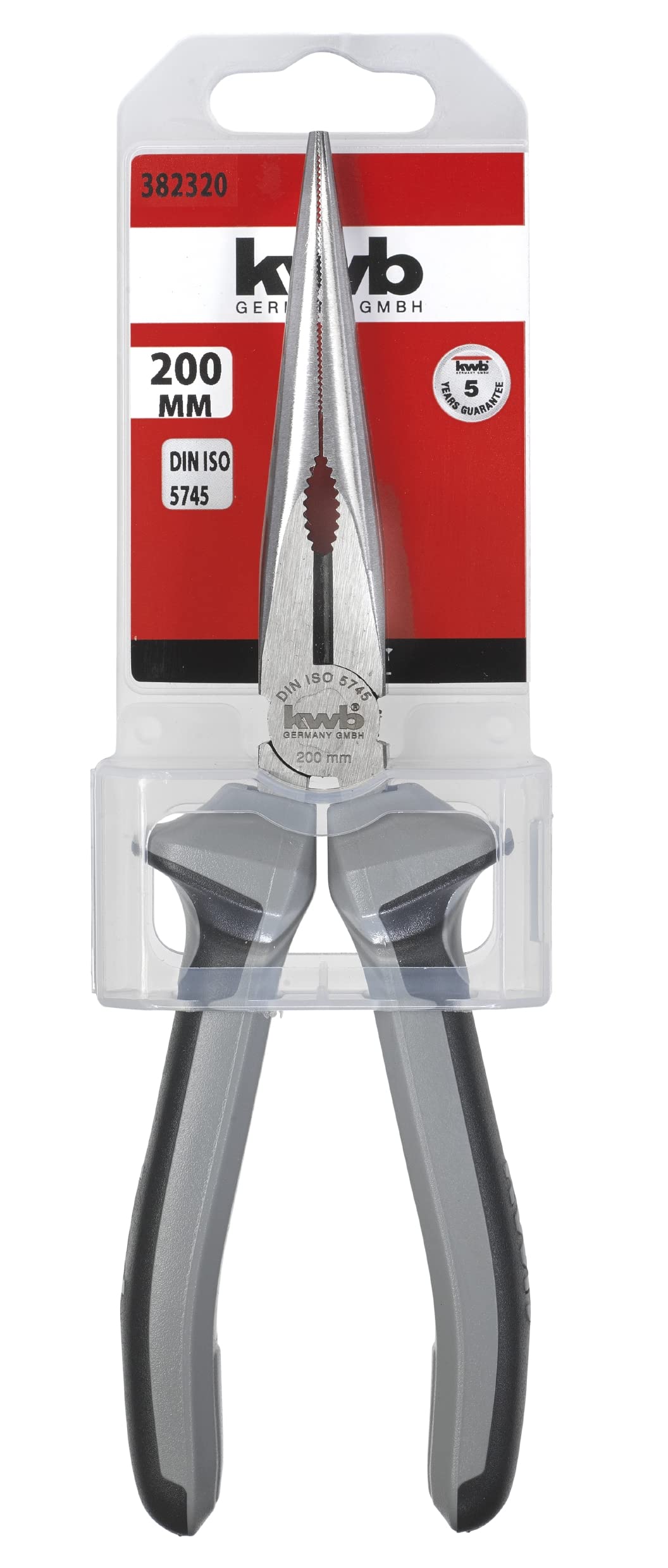Pince à Bec Plat Kwb 200mm - Acier CV, Tranchant Trempé, Poignée Antidérapante Selon DIN ISO 5745