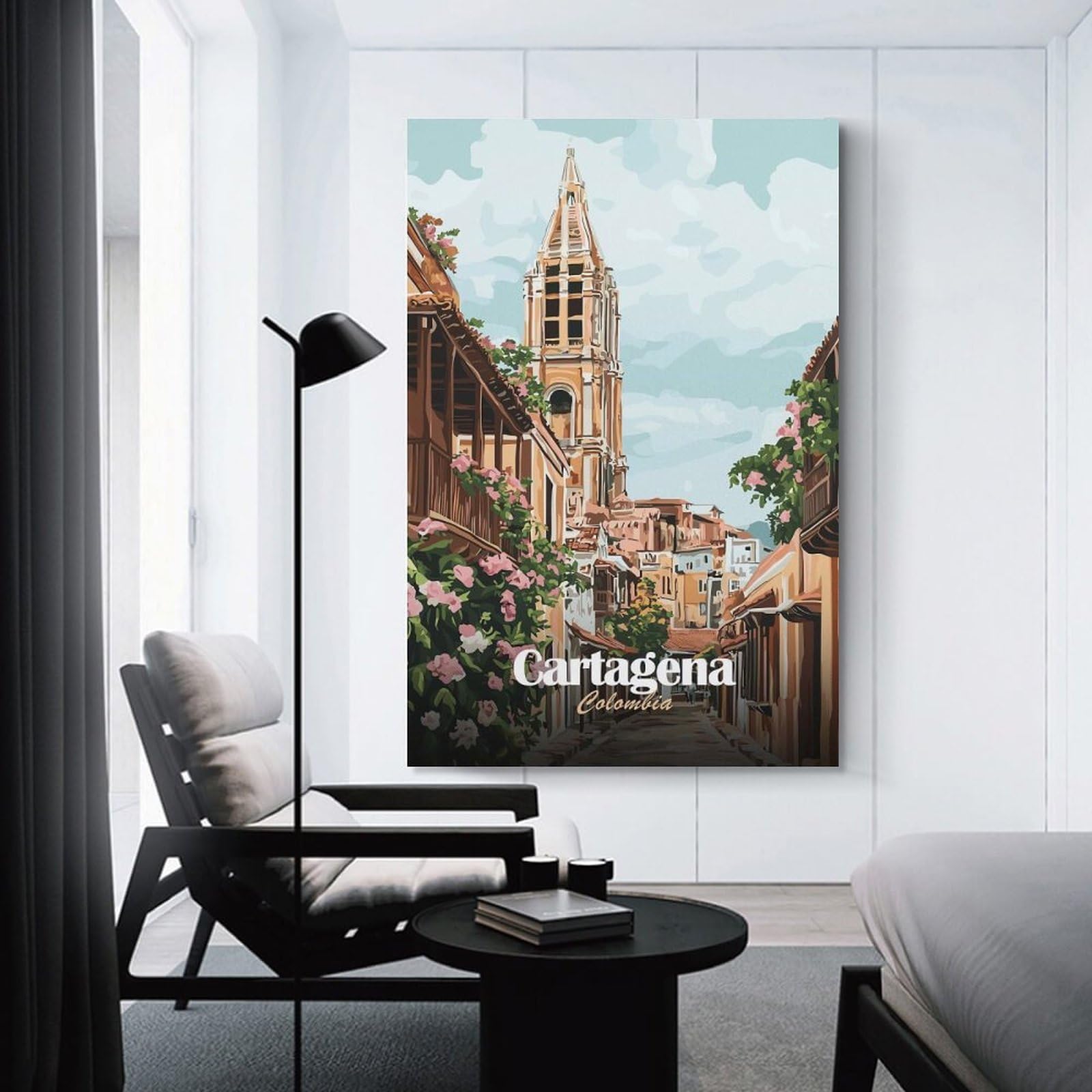 Junmoney Decorative Wall Artwork Cartagena, Colombia, 08x12inch(20x30cm), for Calm Bedrooms, Home Corners Or Flats, An Easy Wall Refresh for Bedrooms