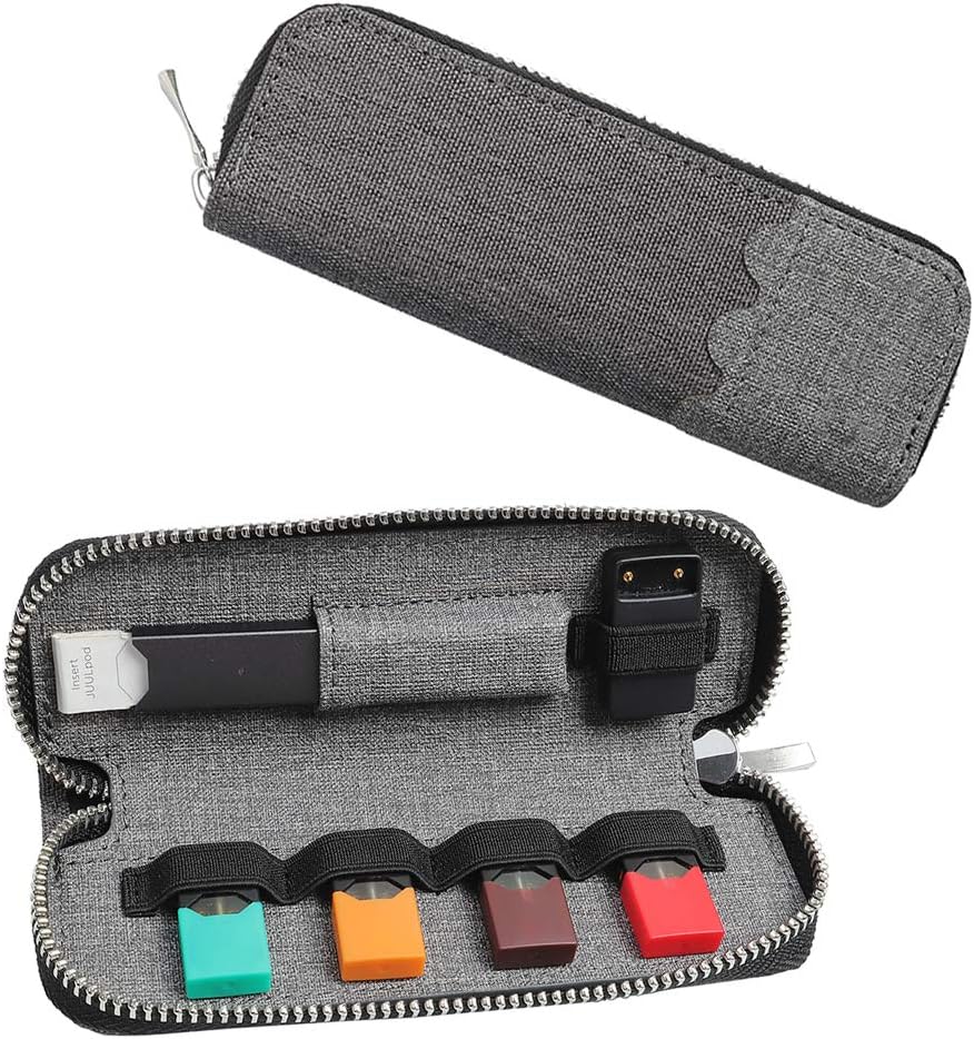 Wallee Portable Carrying Case Compatible for JUUL, Slim Shockproof Storage Bags with Pod Holder for JUUL (Gray)
