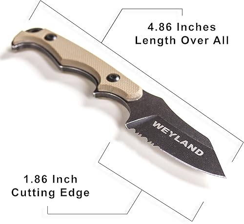Miniatura 3 de WEYLAND EDC Cuchillo táctico de hoja fija con funda  Pequeño cuchillo utilitario de hoja fija, cuchillo de transporte Boy Scout para transporte