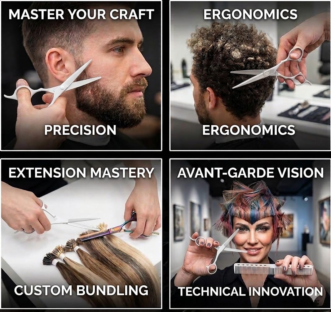 6-Zoll professionelle Haarschneideschere mit ultrascharfen Klingen, hochwertige Haarschere aus Edelstahl für und müheloses Schneiden, ideale Friseurschere für den Einsatz zu Hause und im Salon