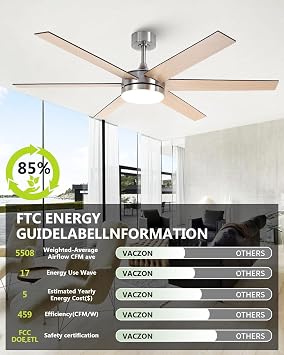 60 Inch Ceiling Fans with Lights and Remote, Indoor Outdoor Nickel Modern Ceiling Fan, Reversible DC Motor Dual-Sided Blades, 3CCT, Large Farmhouse Ceiling Fan for Bedroom Living Room Garage