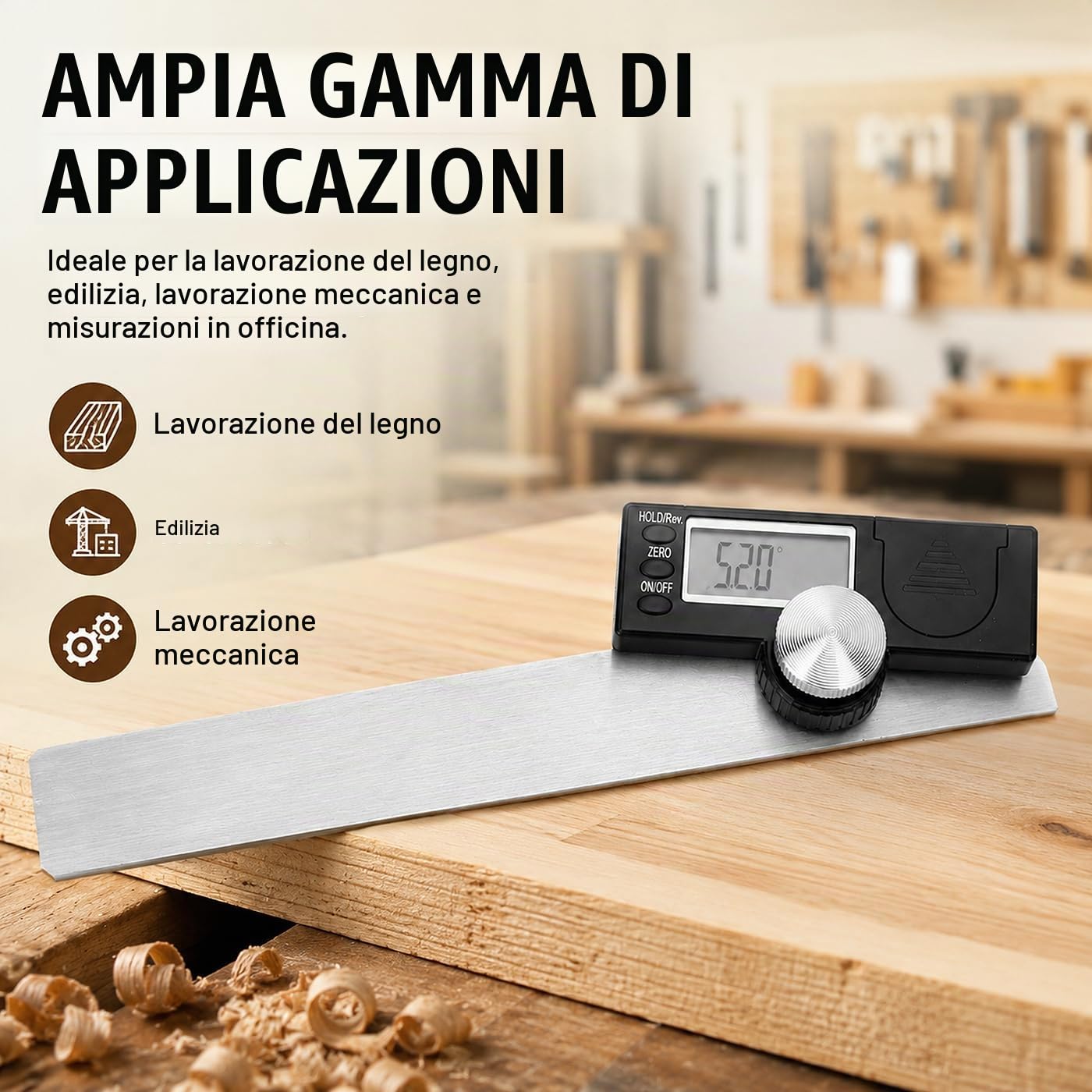 Goniometro In Acciaio Inossidabile, Mirino Angolare Elettronico Ad Alta Precisione 0-180 ° Righello Angolare Digitale Lcd 0,01 ° Rulare, per La Misurazione Della Costruzione Del Legno (120X150mm)