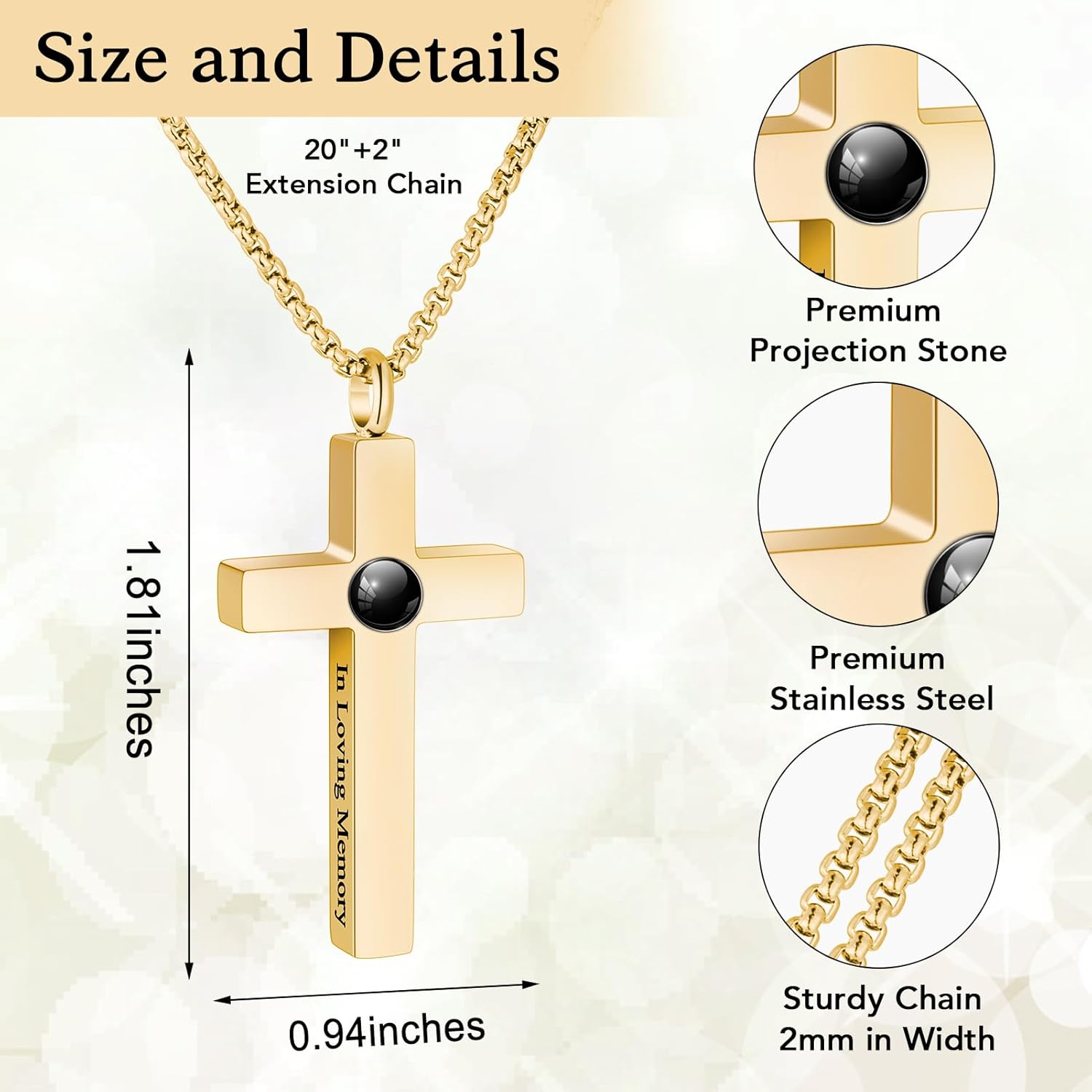 abooxiu Custom Urn Necklaces for Ashes Projection Cremation Jewelry with Photo Personalized Ash Necklace Memorial Urn Pendant Keepsake for Women Men