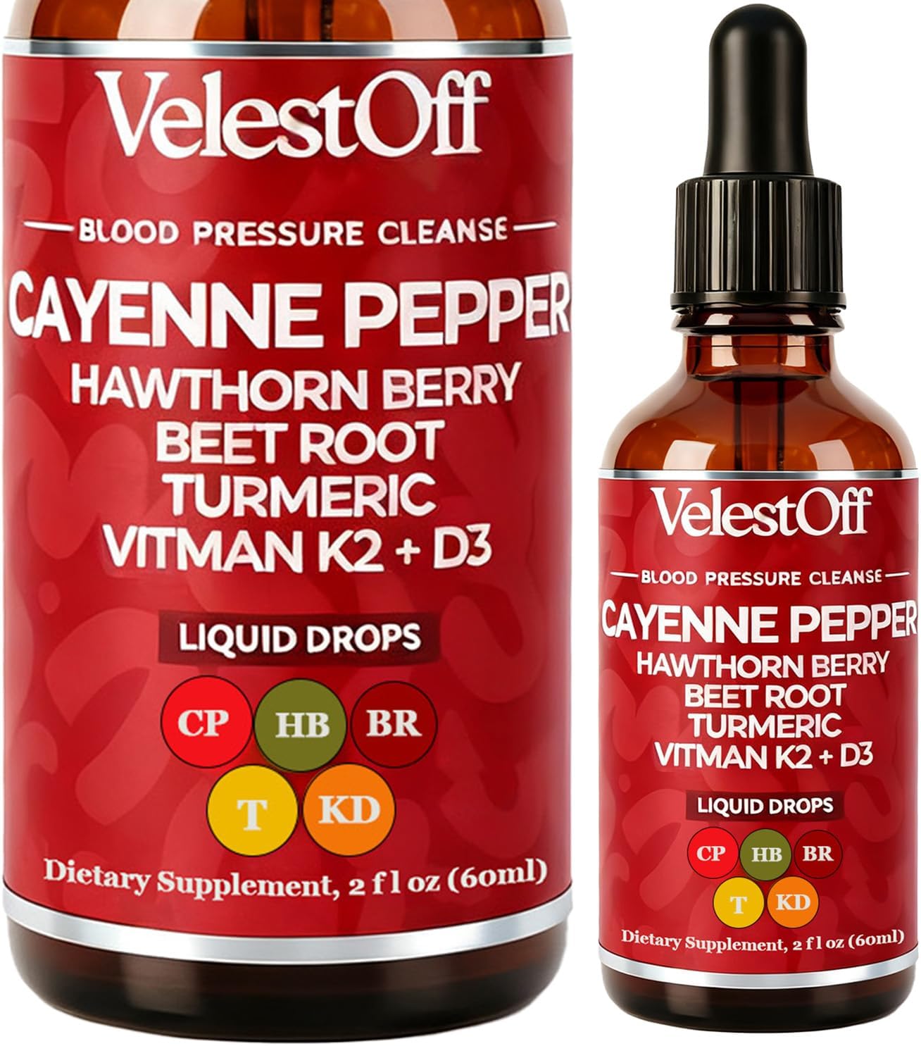Velestoff Cayenne Pepper Drops Supplement Liquid, Onaise Cayenne Drops - Cayenne Pepper, Hawthorn Berry, Beet Root, Turmeric, Vitamin K2+d3, Immune Support, Energy Boost, 2 fl. oz.