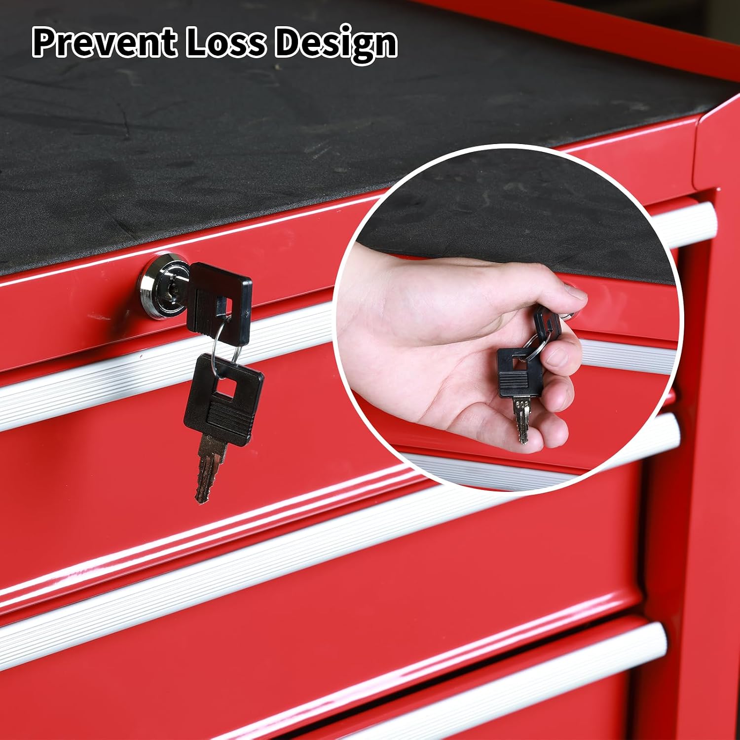 YELLOW JACKET Rolling Tool Chest 5 Drawers, Portable Tool Storage Cabinet with Wheels, Tool Cabinet Organizer with Locking System & Drawer Liners, Tool Storage Cart for Garage, Workshop, Red