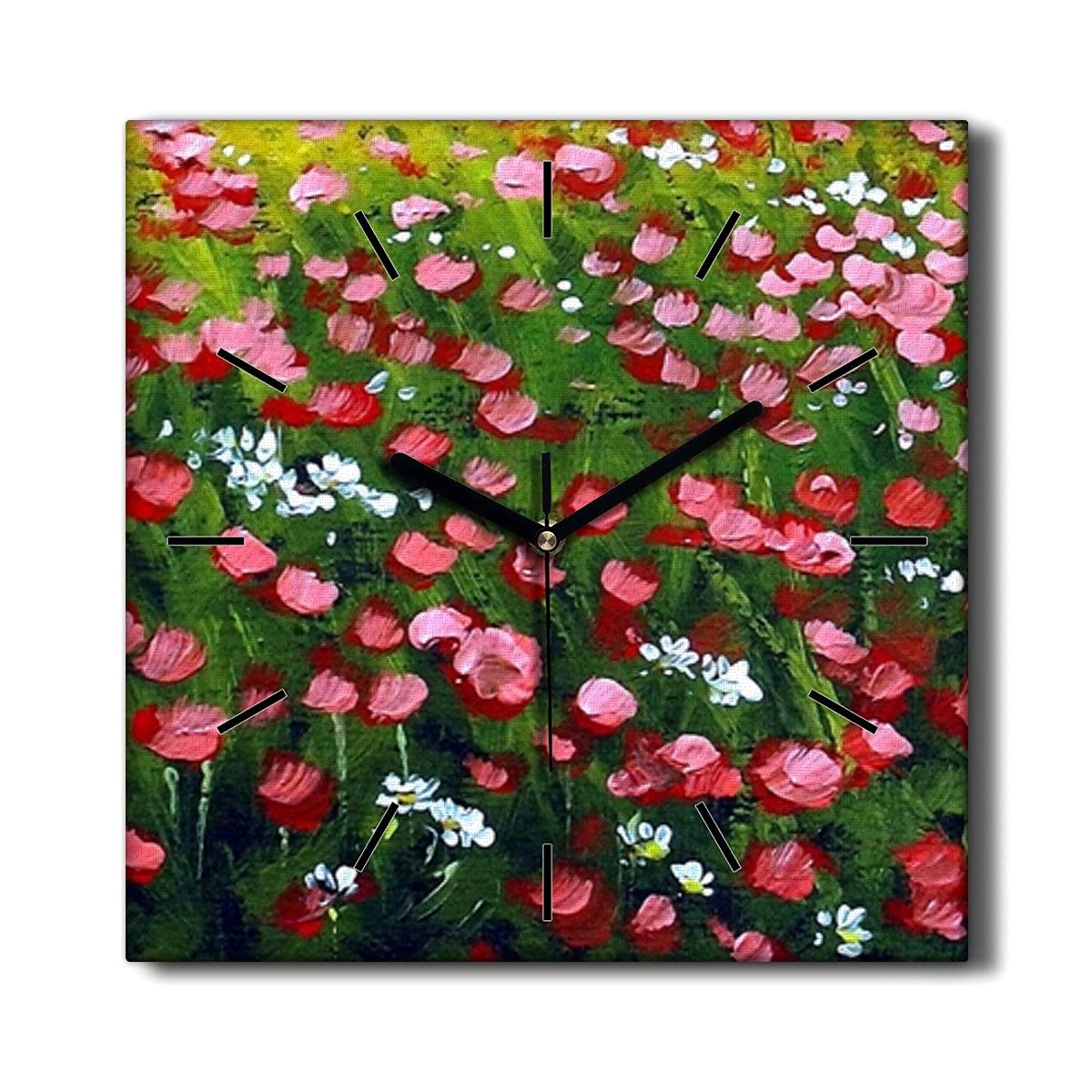 Horloge murale nature champ de fleurs pour un salon apaisant et lumineux