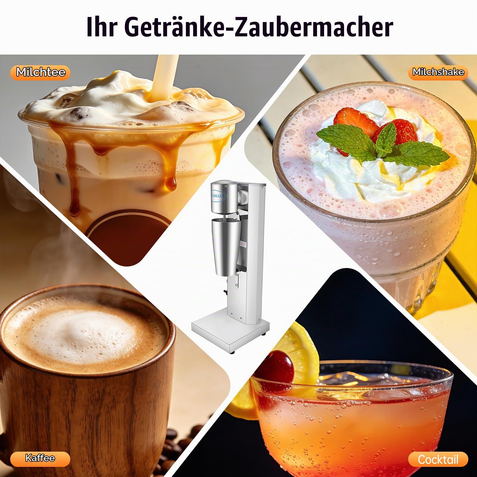 Milchshake Frappe, Protein-Shake Mixer Shaker Proteinshake Elektrisch für Cafés und Milchläden18000 U/Min 2 Geschwindigkeitsstufen 650ML