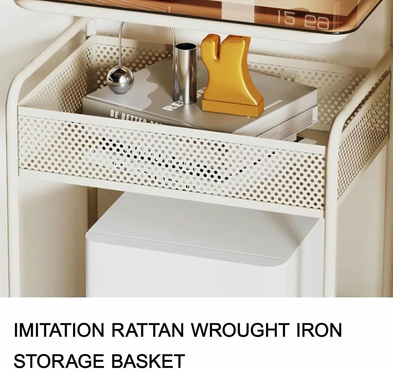 Robot Vacuum Hidden Storage Cabinet with Wheels, Vacuum Stand End Table, Sweeping Cleaner Rack for Living Room, Dining Room,Kitchen, Office