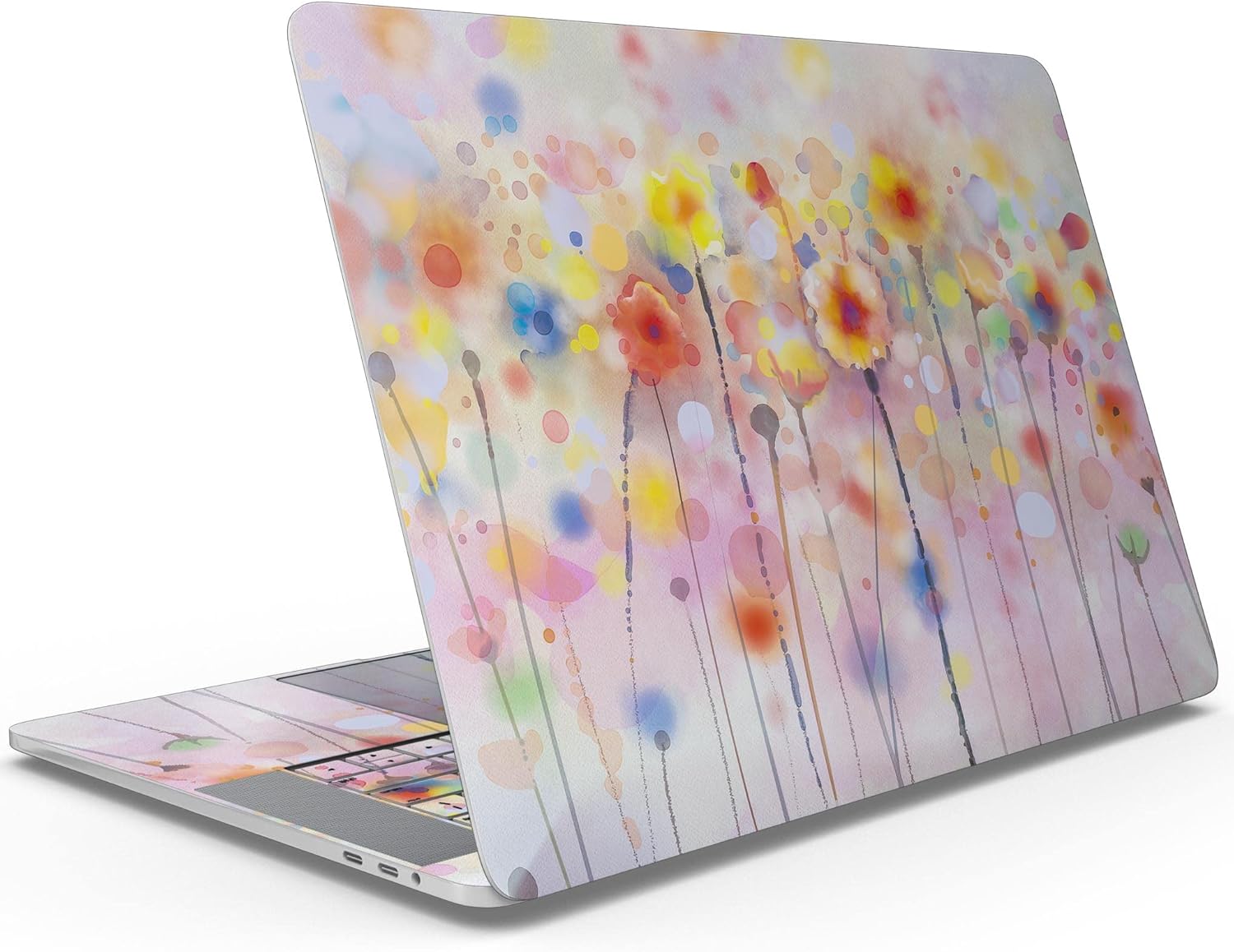 DesignSkinz - Drizzle Watercolor Flowers V1 - Full-Body Wrap Protective Decal Skin Kit Compatible with MacBook 13" Pro M1 (A2338)