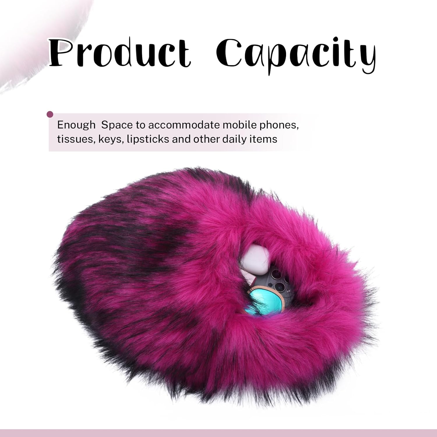 Heart Shaped Faux Fur Tote Bag for Women, Soft Plush Winter Handbag, Heart Furry Purse - Image 6