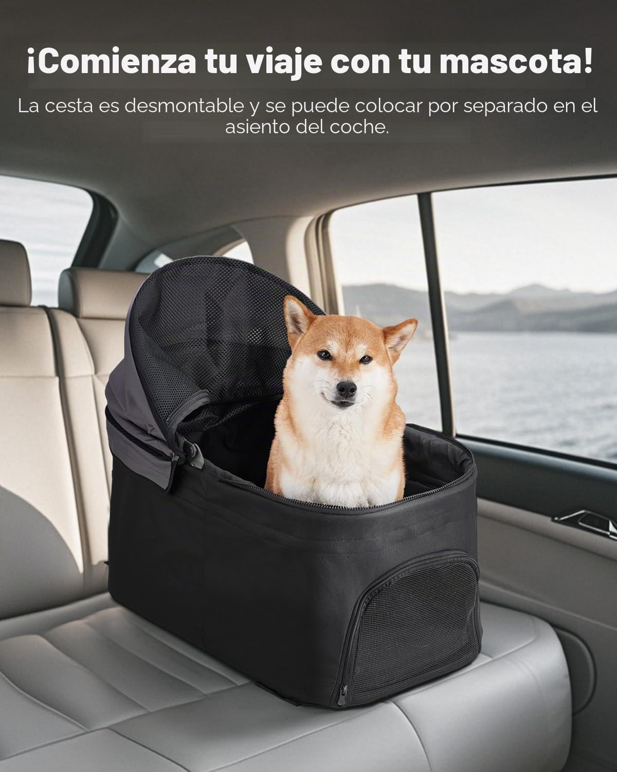 VEVOR Cochecito para Mascotas Capacidad de 16 kg Carrito Plegable para Perros de 4 Ruedas con Portabebés Desmontable Ventana de Malla Tela Oxford 600D con Freno para Mascotas Pequeñas Medianas