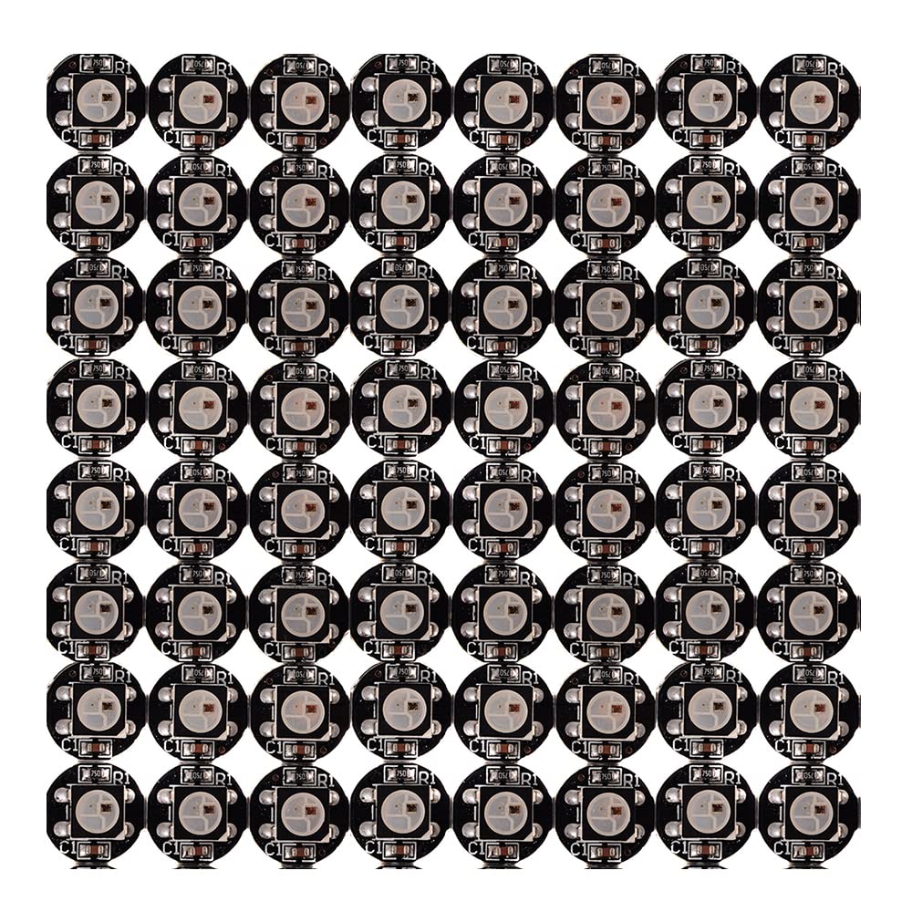 WS2812B Vollfarb Schweißplatine 5V Eingebauter IC Programmierbare Symphonie Kleine runde Platine Lampenperlen Marquee 5050 RGB LED 100Pcs (10 mm*3 mm) (Black)