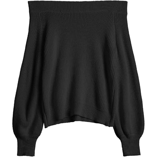 ZAFUL Sweaters for Women Off Shoulder Knit Sweater with Long Sleeve Loose Pullover Jumper Tops
