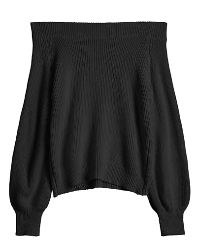 ZAFUL Sweaters for Women Off Shoulder Knit Sweater with Long Sleeve Loose Pullover Jumper Tops
