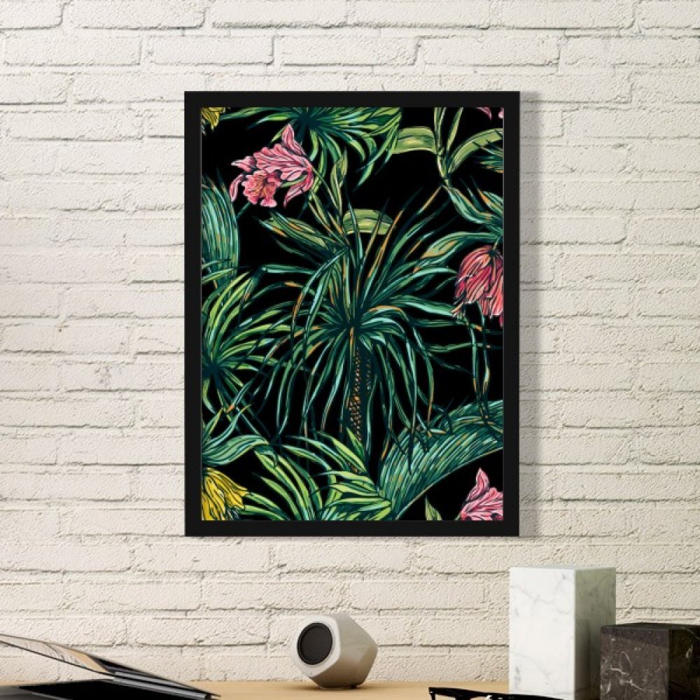 Art peinture estampe feuille avec cadre photo noir DIYthinker petit format