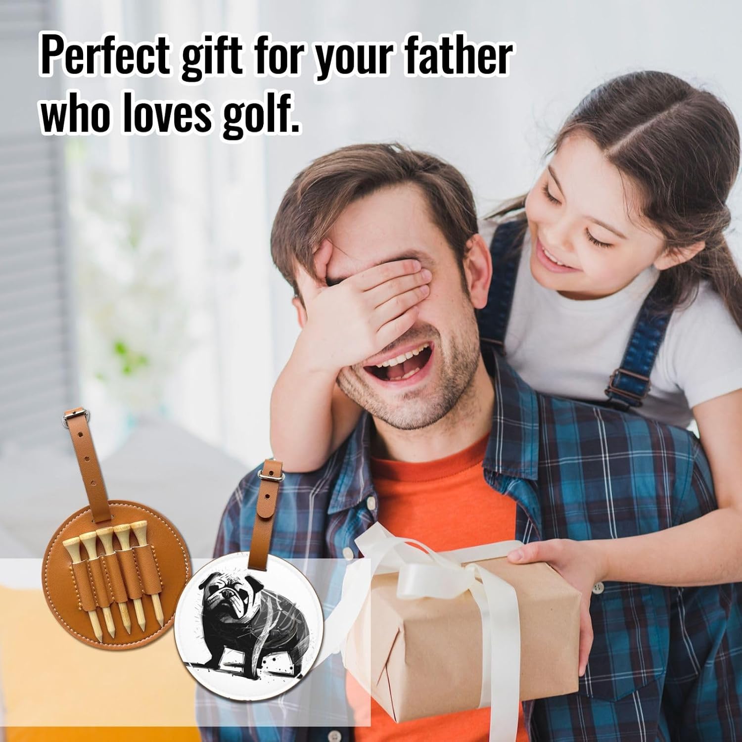 Hand-Painted Dog Black Printed Golf tee Storage Bag - for Men only, Durable PU Material, Easy to Carry, Enhance The Golf Experience