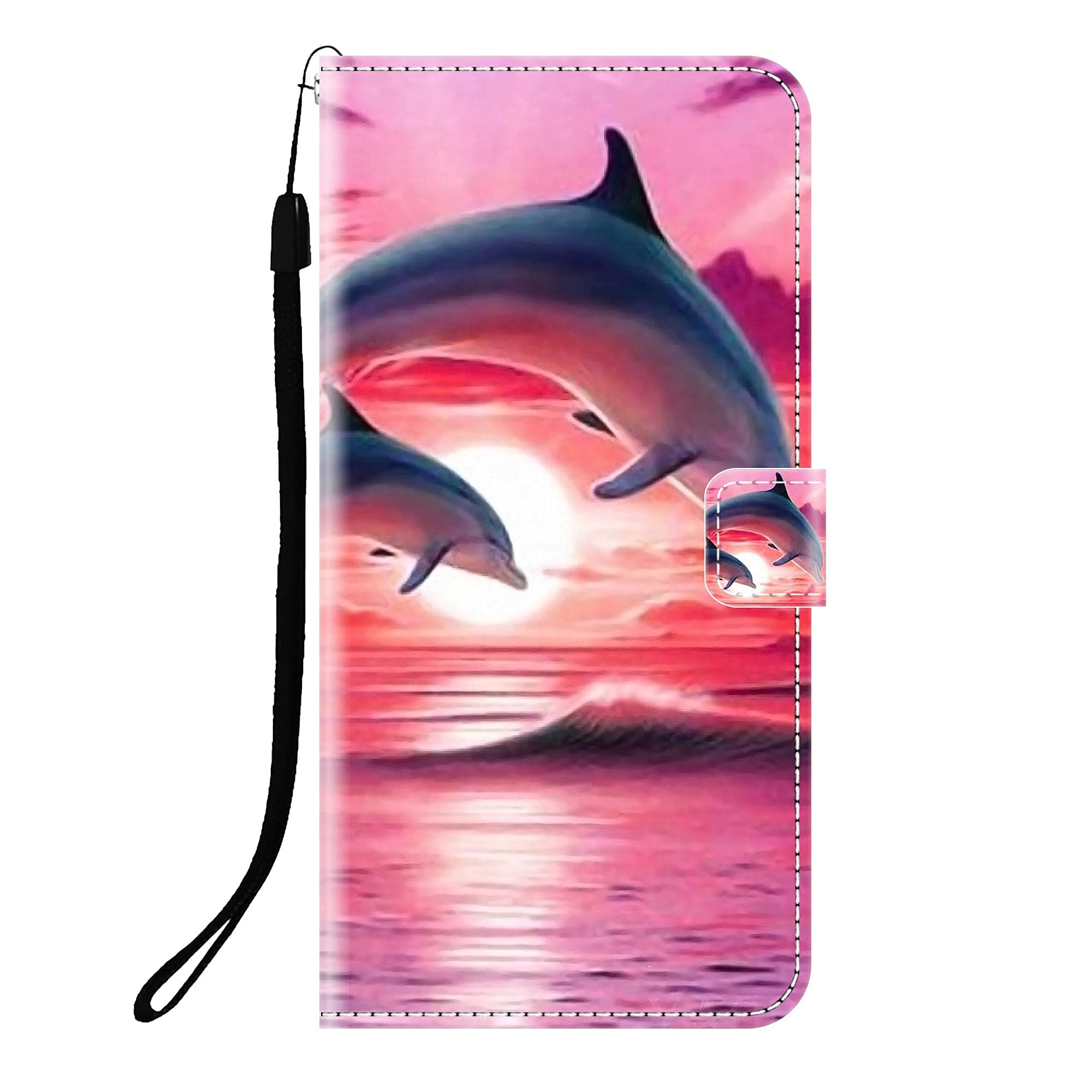 Sunrive Cover Per Lg Q7, Custodia con supporto di stand e in Pelle artificiale per carte di credito Portafoglio Flip Chiusura Magnetica bumper(Gatto
