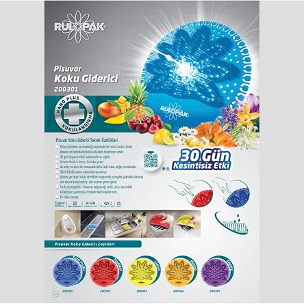 Rulopak Pisuvar Süzgeci Koku Giderici 4 Adet Limon (55Gr.Büyük Boy Rulopak Logolu),1391