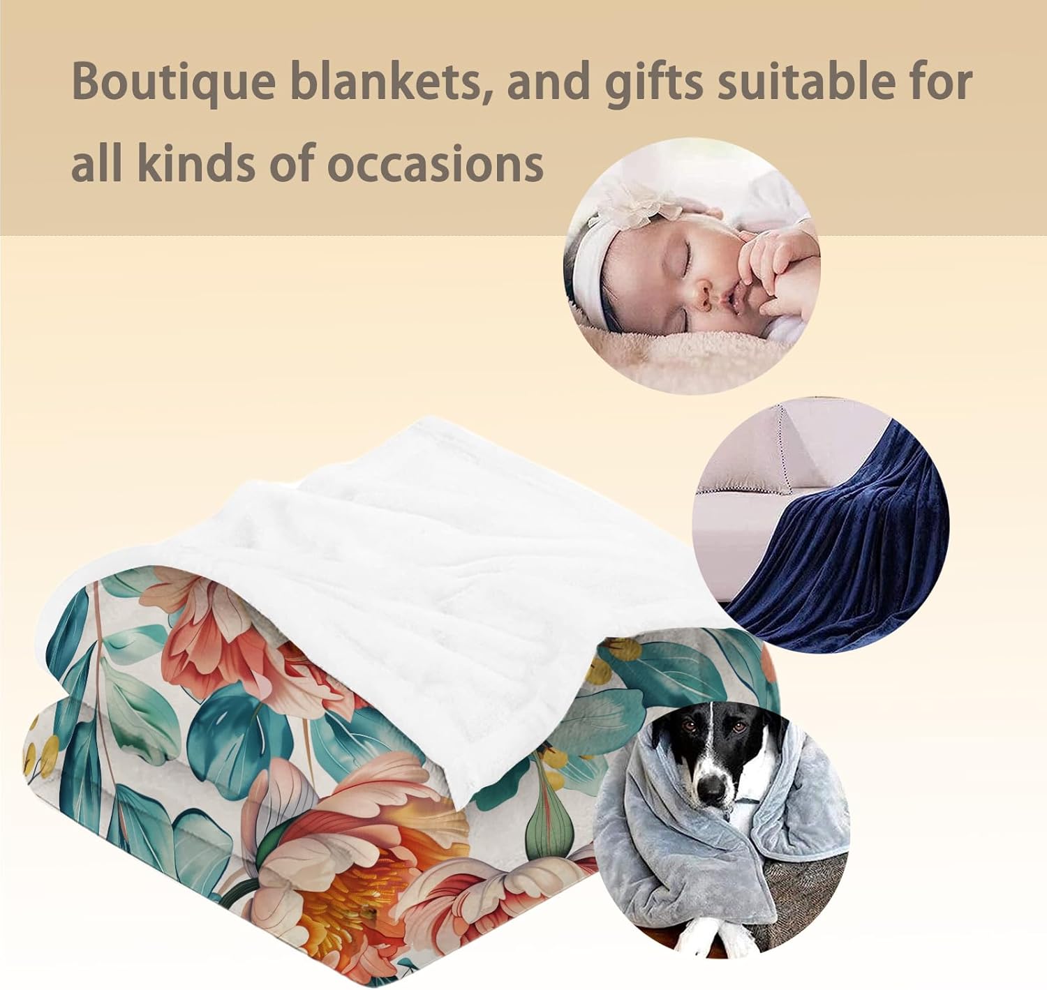 Vibrant Floral Blanket - Soft, Cozy, Lightweight Flannel Throw Blankets for Couch, Bed, and Travel - Fuzzy, Fluffy Decor Perfect for Outdoor Use and Home Decor, All Season 80×60 in