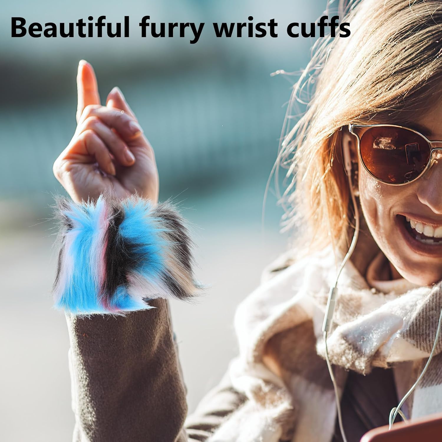 Alasum Fuzzy Plush Wrist Warmers Winter Faux Fur for Women, One Size Cold Weather Arm Warmers, Soft Furry Sleeve Accessories for Outdoor Use