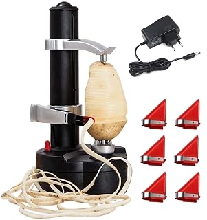 Elektrischer Kartoffelschäler, vollautomatischer Apfelschäler & Gemüseschneider mit 6 austauschbaren Klingen - Amazon product rated Grade A