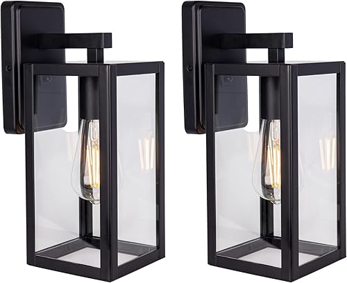 LIT-PaTH Farol de pared para exteriores, aplique de pared como accesorio de iluminación de porche con una base E26 máximo de 60 W, carcasa de metal