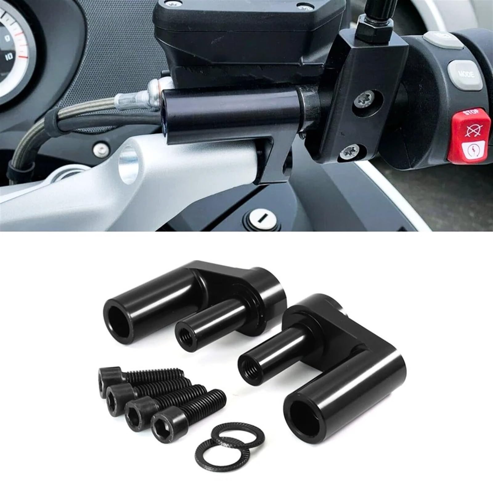 Rialzi Manubrio Per BMW Per R1200RT LC Per R1250RT R 1250 1200 RT 1200RT Manubrio Riser Morsetto Aumentato Movimento Indietro Manubrio Regolabile Riser Manubrio Moto(Colore:Argento)