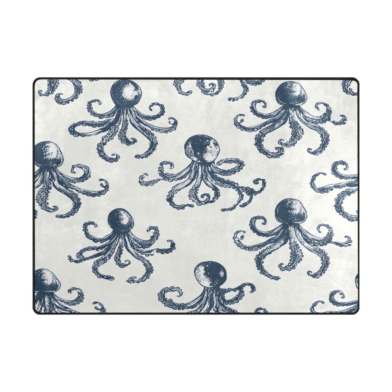 Tapis de sol poulpe vintage 203x147 cm pour isoler et décorer vos sols froids