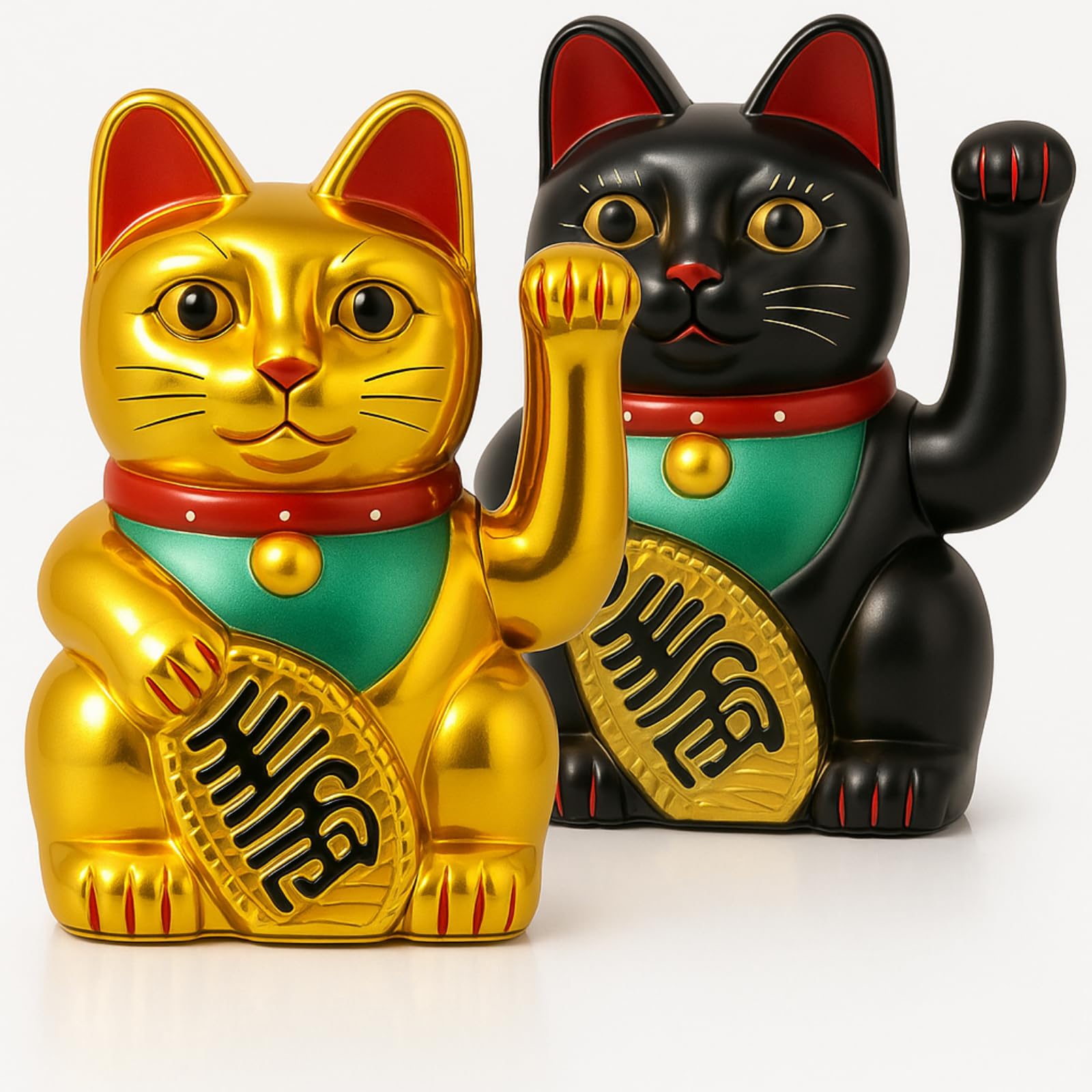 2 piezas de 7 pulgadas de gato de la suerte agitando brazo Maneki Neko Lucky Fortune Cat Fengshui decoración acogedora para el hogar, oficina, restaurante, tienda, regalos, decoración, funciona