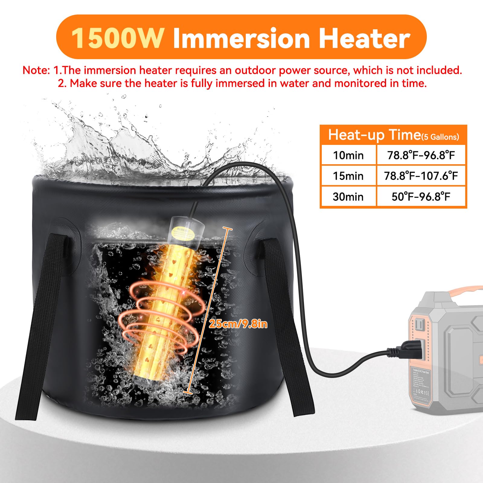 Douche de camping portable, 7800 mAh rechargeable avec chauffage, écran LED intelligent, étanchéité IPX8, idéale pour le camping en plein air, les voyages, le lavage de voiture, le bain des