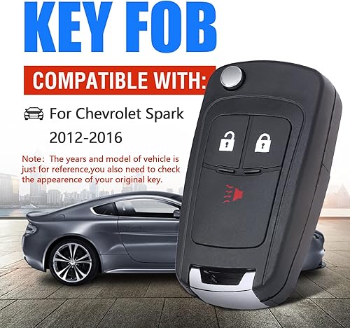 Miniatura 3 de Reemplazo de carcasa de llave abatible para Chevrolet Spark 2012 2013 2014 2015 2016 A2GM3AFUS03 3 botones solo la funda de la llave