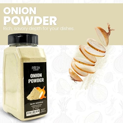 Miniatura 7 de Fresh Finest Cebolla en polvo, 16 onzas (16.01 oz), cebollas molidas prémium para un sabor auténtico, empaquetadas en un recipiente duradero