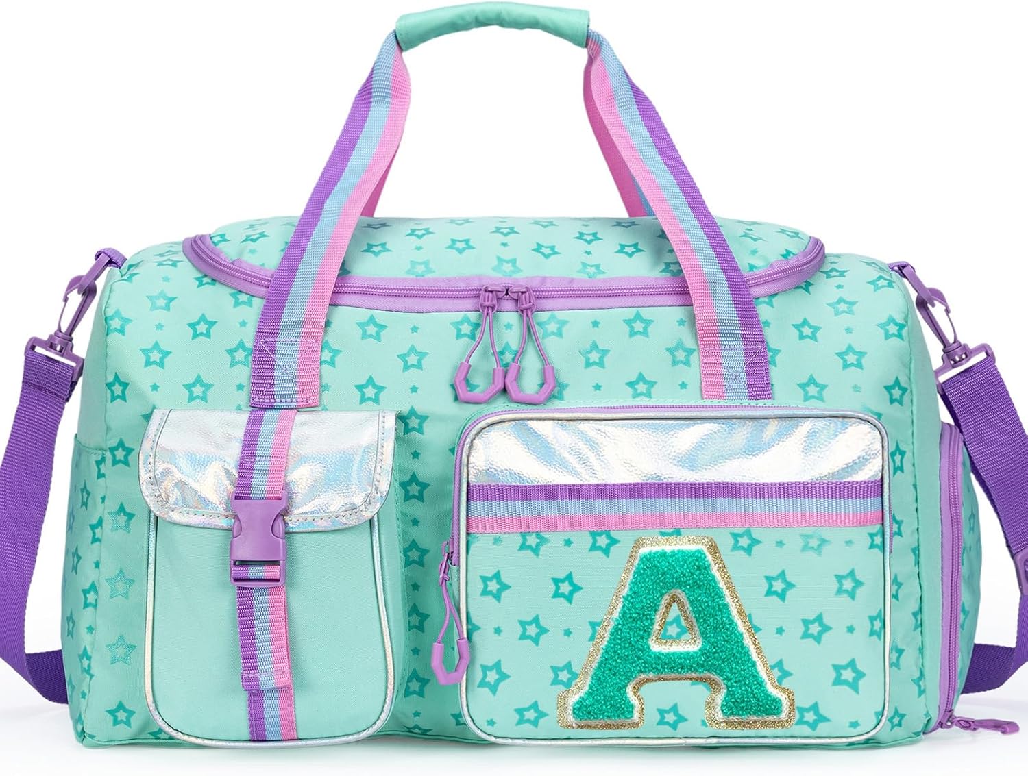 Duffle Bag for Kids Travel Bag Personalized Initial Dance Bag for Girls Birthday Christmas Gifts for Girls Toddler Overnight Bags with Shoe Compartment