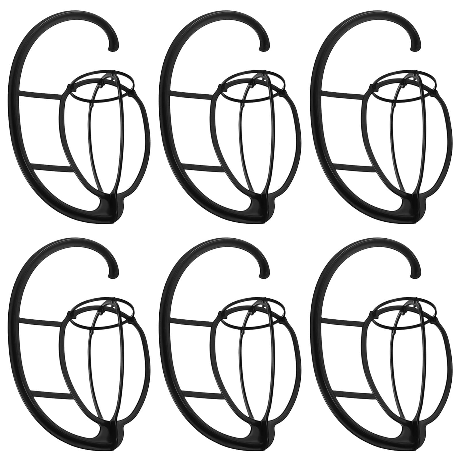Soporte para Peluca Plegable Ajustable de Plástico 6 Piezas Negro