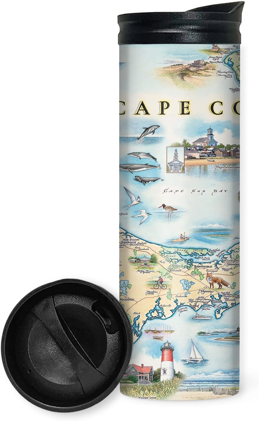 Xplorer Maps 1000 Islands Map 16 Oz Travel Drinkware with Spill-Resistant Lid - Stainless Steel Vacuum Insulated Coffee Tumbler