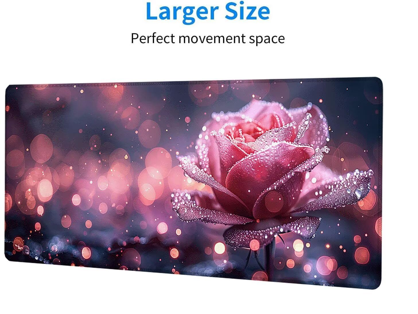 Podkładka pod mysz do gier czarna rozszerzona podkładka pod mysz XXL 1200 x 600 x 3 mm, podkładka pod mysz z kwiatami ze zszytymi krawędziami, zwiększona precyzja i szybkość Gaming podkładka pod mysz