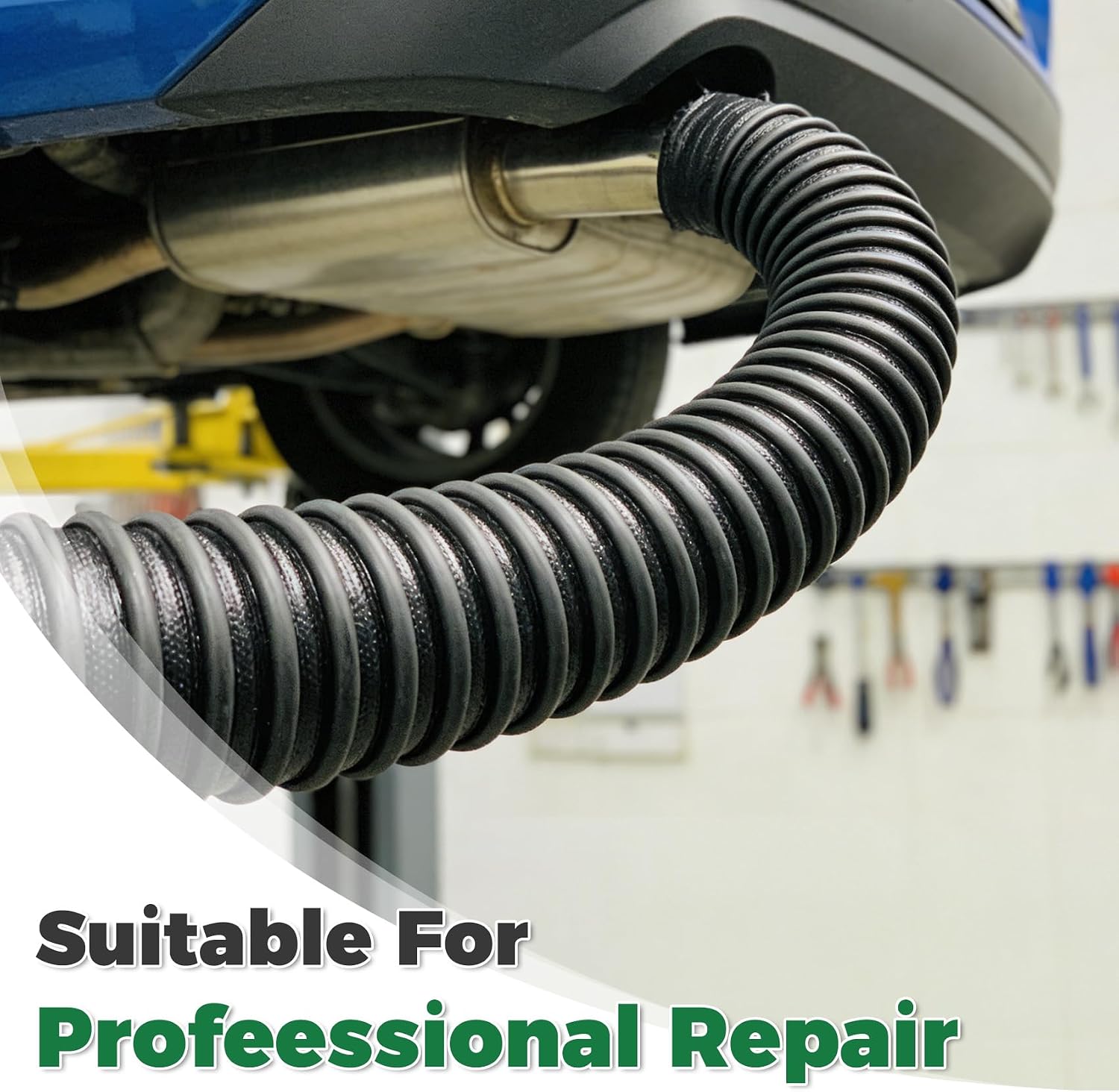 3" ID x 11ft Garage Exhaust Hose, Heavy Duty Crushproof car exhaust hose for EPDM Rubber, 600°F High Temp Heat Resistant Spliceable exhaust Hose for Auto Repair Shops and Home Garages