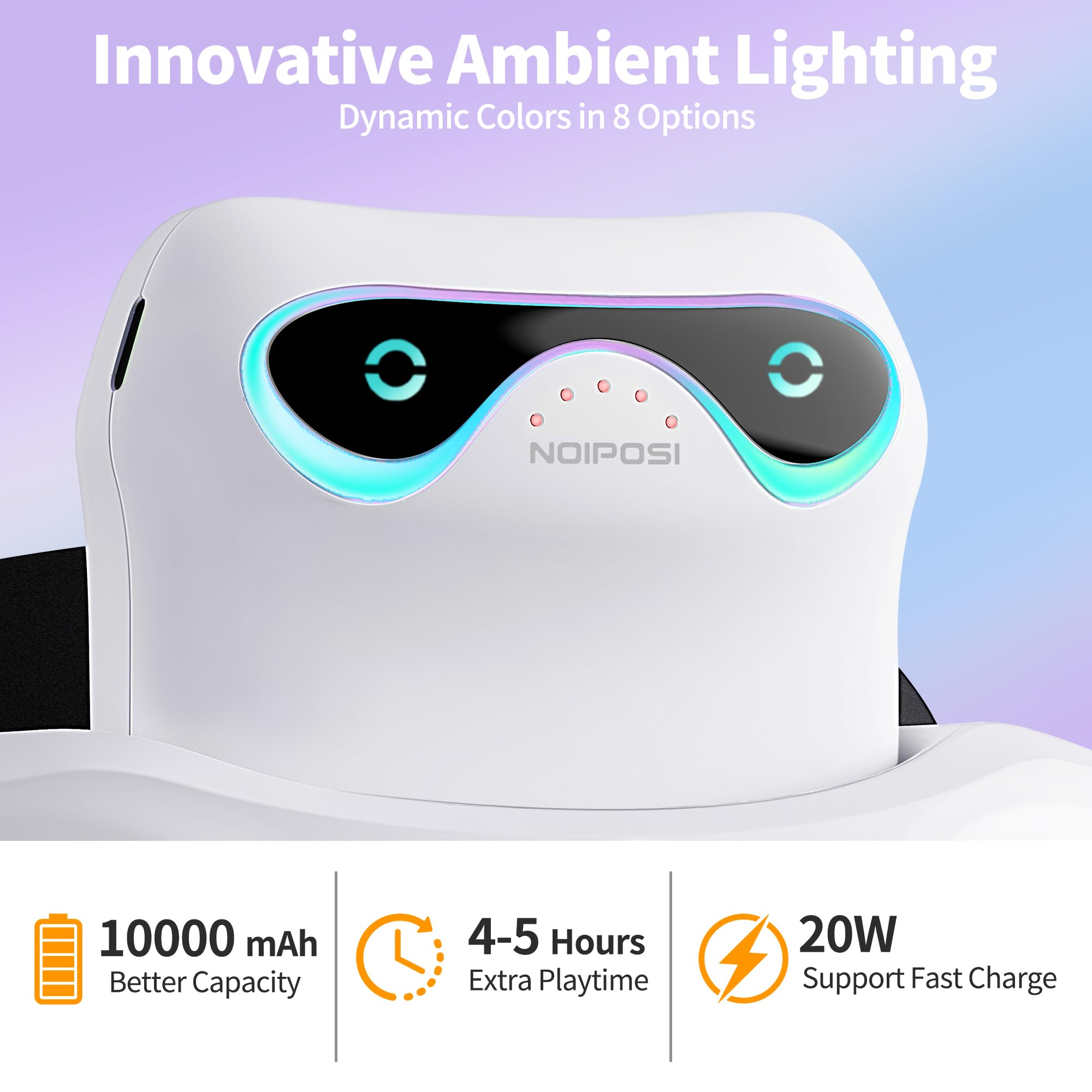 Noiposi Cinghia da testa con batteria da 10000 mAh per Meta Quest 2 3 3s