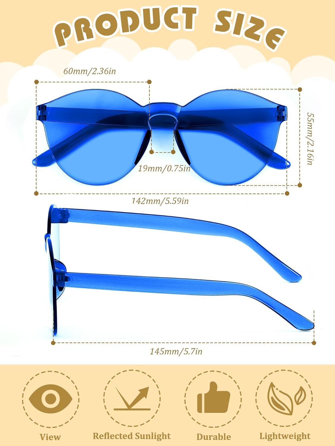 Hoteam 24 Pairs Rimless Round Sunglasses Bulk Tinted Party Sunglasses Transparent Candy Color Eyewear for Women Men Party - Image 2