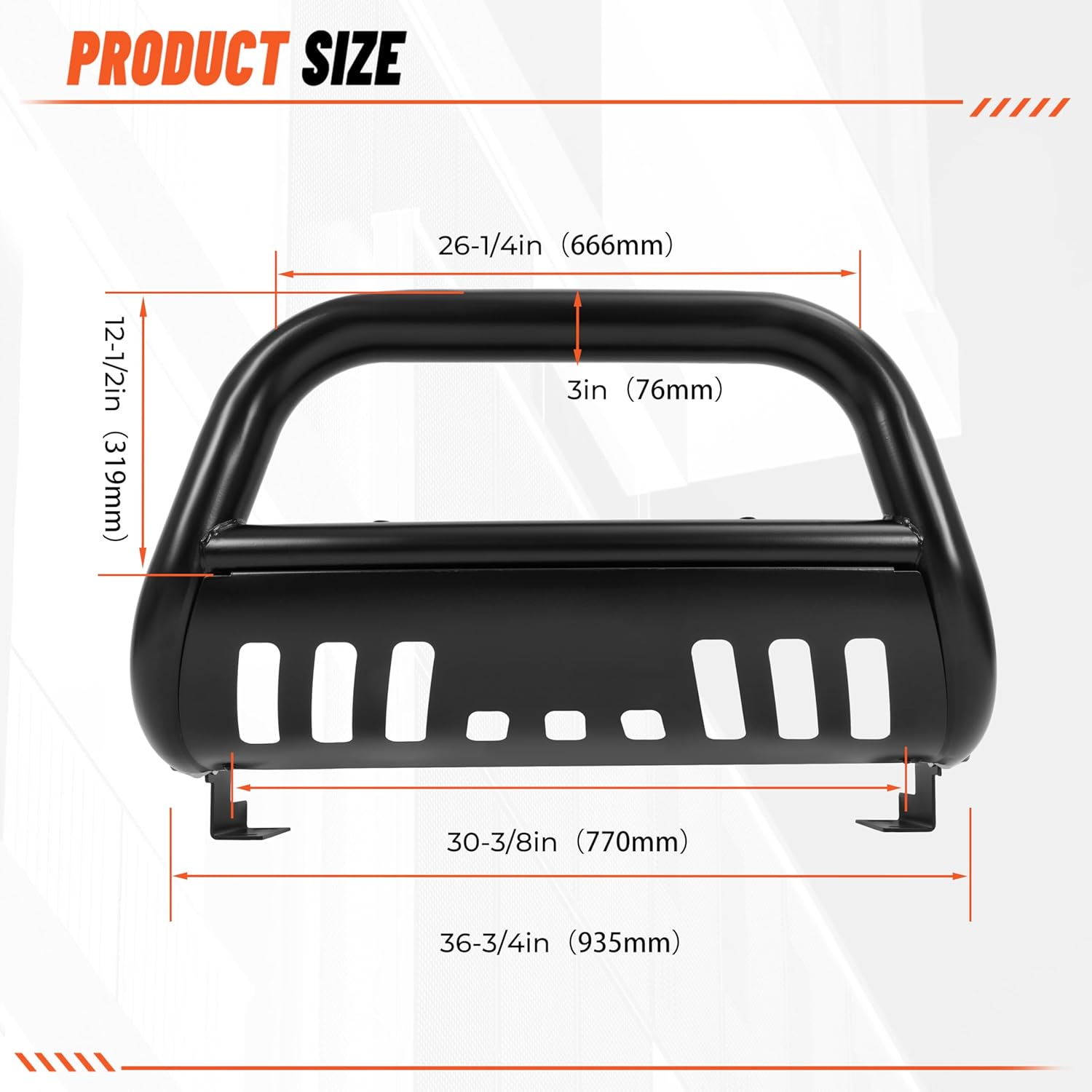 ECOTRIC 3" Bull Bar Compatible with 2005-2007 Pathfinder/ 2005-2015 Xterra/ 2005-2021 Nissan Frontier Push Bumper Grille Brush Guard (Black)