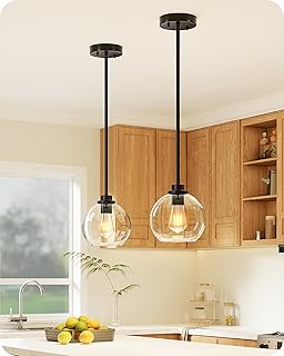 EDISHINE Modern Pendant Lights Kitchen Island 2 Pack, Hanging Light Fixt...
