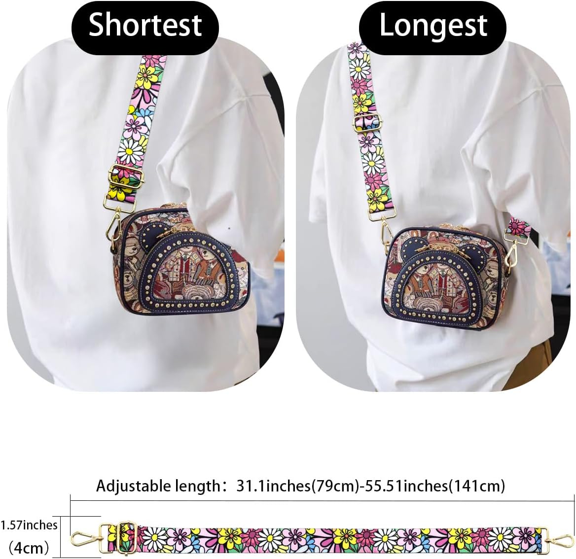 Purse Straps Replacement Crossbody Shoulder Straps, Adjustable Vintage Flower Bag Strap Crossbody for Women - Image 7