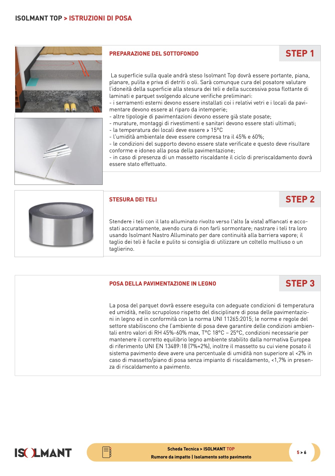 Materassino Sottopavimento ISOLMANT TOP CLASSIC 2 mm ad alta densità accoppiati sul lato superiore con un film alluminato L8.35