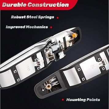 Exterior Chrome Door Handle Front Right Passenger Side for 2007 2008 2009 2010 2011 2012 2013 2014 Chevy Silverado Suburban Tahoe Avalanche, GMC Sierra Yukon, Cadillac Escalade - 22738722, 80545