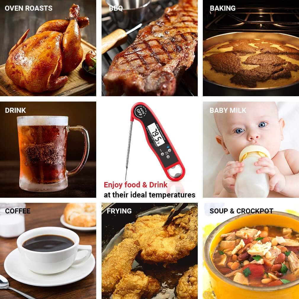 Meat Thermometer Digital Instant Read Kitchen Cooking Food Candy Thermometer for Oil Deep Fry BBQ Grill Smoker